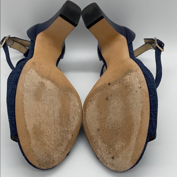 Jimmy Choo Carrie Denim Fabric & Leather Sandal 8B - Picture 7 of 9